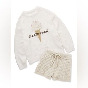 🇯🇵 Gelato Pique Baby Moko Ice Jacquard Pullover & Waffle Shorts Roomwear Set